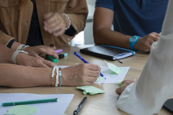 Brainstorming en équipe pour un client de We Feel Good voulant créer une plateforme marque employeur et diffuser du contenu RH