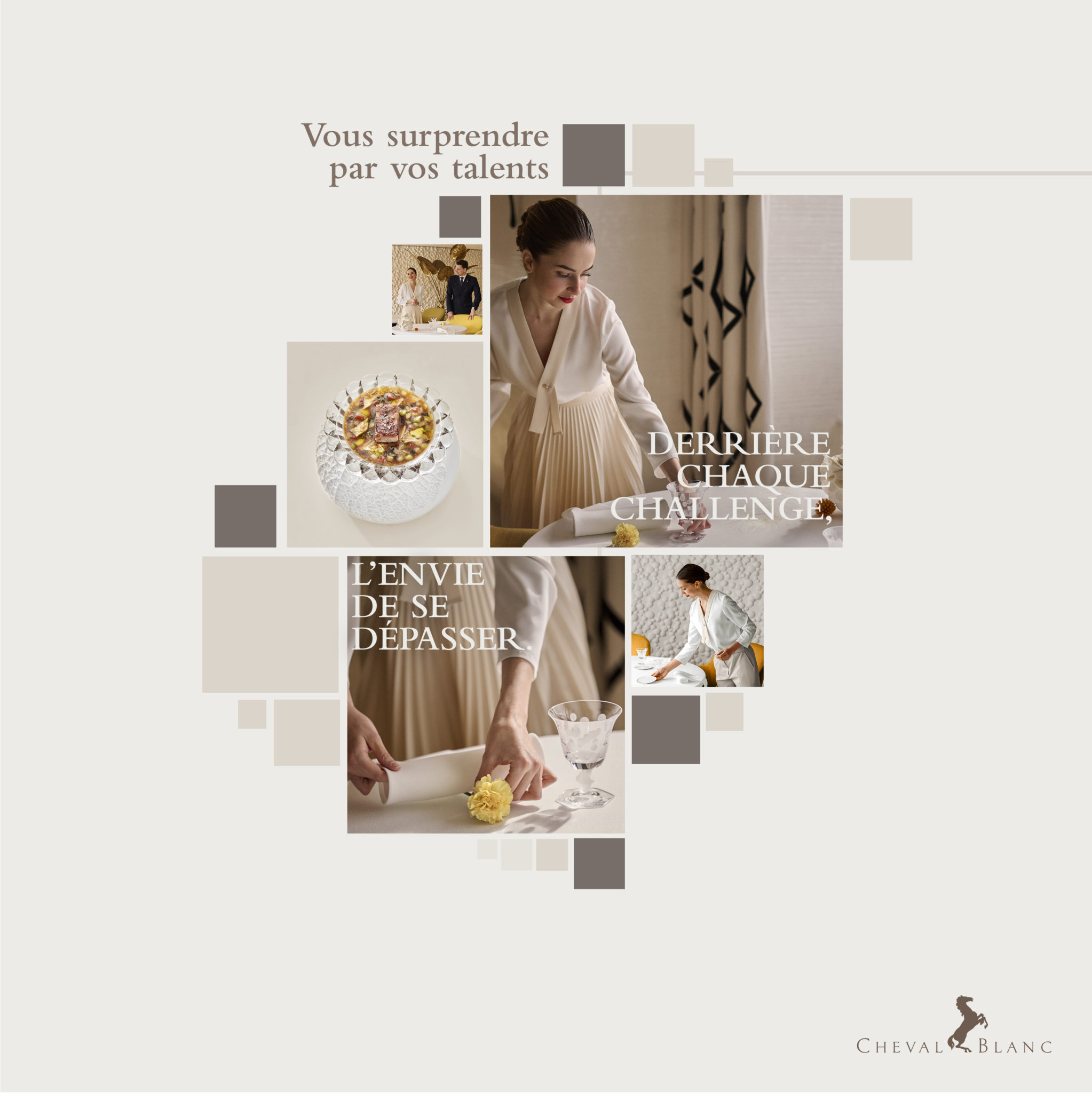 Visuel mettant en avant la marque employeur de Cheval Blanc LVMH un client de l'agence marque employeur We Feel Good