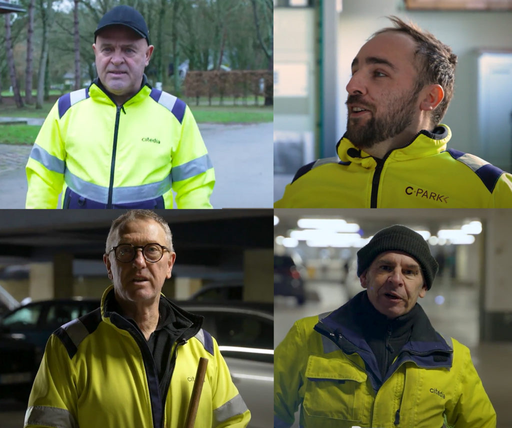 Portraits de 4 hommes travaillant chez Citedia, extrait d'une vidéo signature faite par We Feel Good